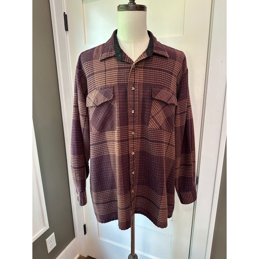 Vtg 80s 90s Backpacker Plaid Flannel Shirt 2XL Tall Earthy Rustic Lumberjack